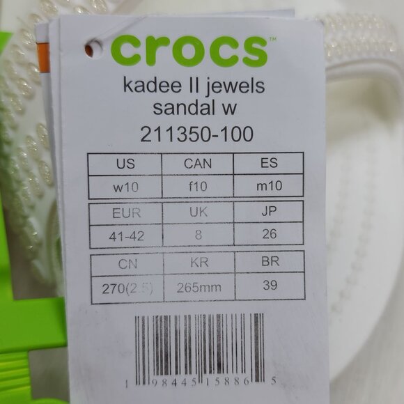 Crocs Kaddee II Jewels Womens 10 Sandal White Slip-On Comfortable Lightweight - Picture 4 of 9